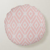 Chic pastel blush roze ikat tribal diamantpatroon rond kussen (Achterkant)