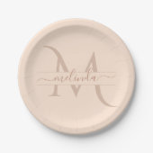 Chic Pastel Blush Roze Monogram Aangepaste naam Me Papieren Bordje (Voorkant)