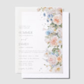 Chic Pastel Blush White Blue Roses Floral Wedding Vellum Uitnodigingen (Offset)