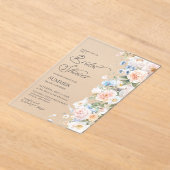 Chic Pastel Blush Wit Blauw Bloemen Vrijgezellenfe Acryl Uitnodigingen (Laagn)