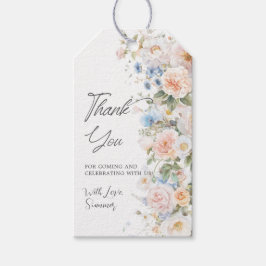 Chic Pastel Blush Wit Blauw Bloemen Vrijgezellenfe Cadeaulabel