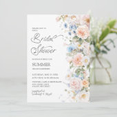 Chic Pastel Blush Wit Blauw Bloemen Vrijgezellenfe Kaart (Staand voorkant)