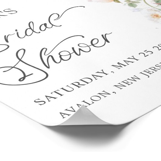 Chic Pastel Blush Wit Blauw Bloemen Vrijgezellenfe Poster (Hoek)