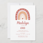 Chic Pastel Boho Rainbow Pattern First Birthday Kaart (Voorkant)