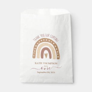 Chic Pastel Brown Rainbow Boho First Birthday Bedankzakje