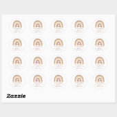Chic Pastel Brown Rainbow Boho First Birthday Ronde Sticker (Vel)