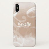 Chic Pastel Brown Waterverf zwoert met naam Case-Mate iPhone Case (Achterkant)
