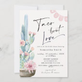 Chic Pastel Cacti Taco Bout Love Vrijgezellenfeest Kaart (Voorkant)