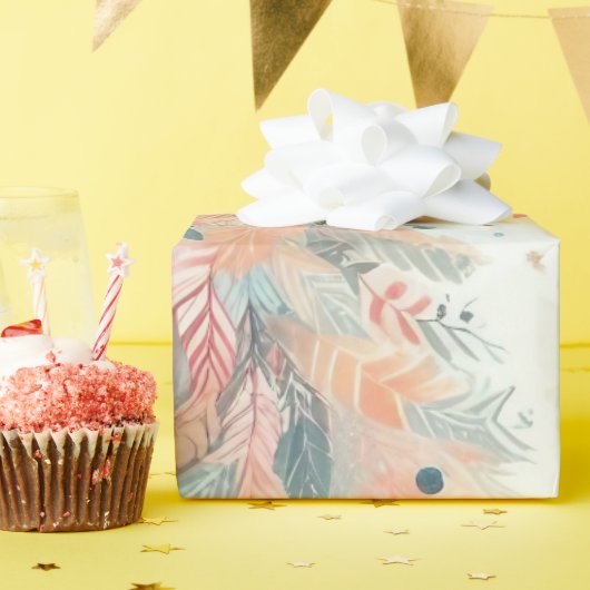 Chic Pastel Christmas Tree Wrapping Paper Cadeaupapier (Verjaardagsfeest)