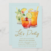 Chic Pastel Cocktail Party verjaardag Kaart (Voorkant / Achterkant)