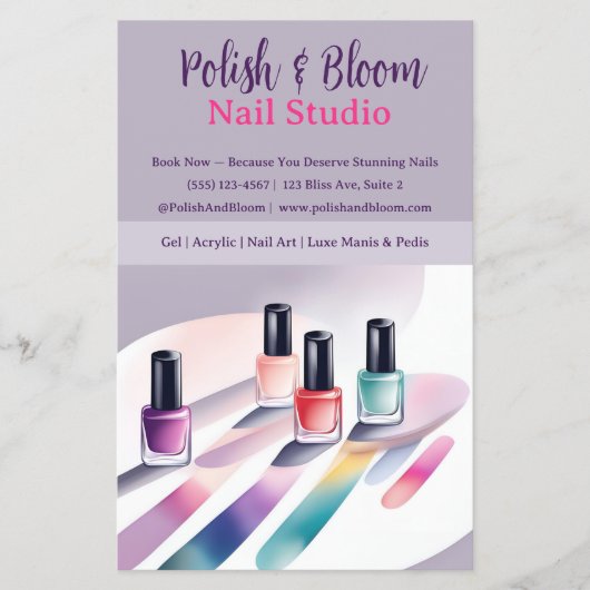 Chic Pastel Elegant Nail Art Marketing Flyer (Voorkant)