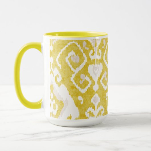 Chic pastel geel en grijs ikat tribale patroon mok (Links)