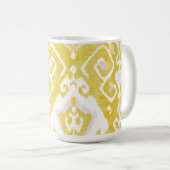 Chic pastel geel en grijs ikat tribale patroon mok (Voorkant rechts)