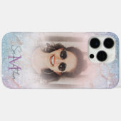 Chic pastel glitter monogram & foto Case-Mate iPhone case (Achterkant (horizontaal))