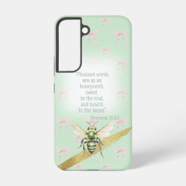 Chic Pastel Green Pink Coquette Christian Bee Samsung Galaxy Hoesje