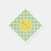 Chic Pastel Green Quatrefoil Yellow Name Monogram Servet (Hoek)