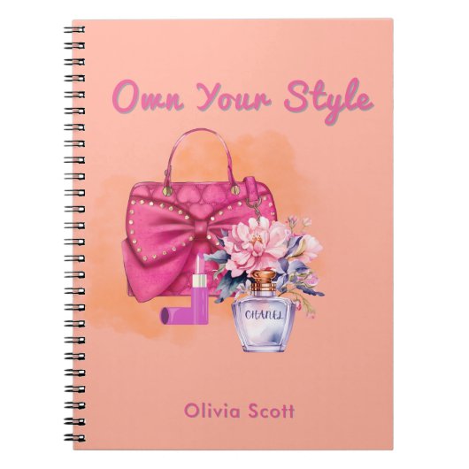 Chic Pastel Handtas & Floral Design Notitieboek (Voorkant)