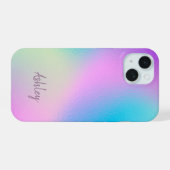 Chic Pastel Holographic Personalized Name iPhone 15 Case (Achterkant horizontaal)