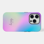 Chic Pastel Holographic Personalized Name iPhone Hoesje (Achterkant horizontaal)