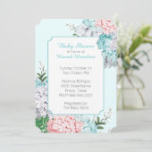 Chic Pastel Hydrangeas Blue Baby shower Invitation Kaart (Staand voorkant)