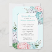 Chic Pastel Hydrangeas Blue Baby shower Invitation Kaart (Voorkant)