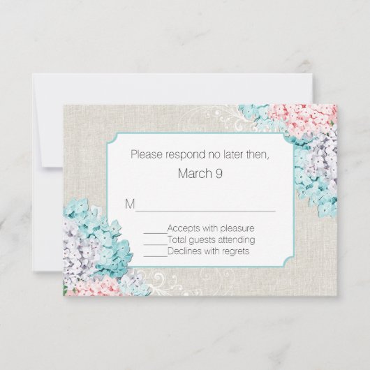 Chic Pastel Hydrangeas Wedding Response Kaart (Voorkant)