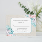 Chic Pastel Hydrangeas Wedding Response Kaart (Staand voorkant)