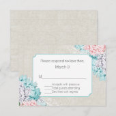 Chic Pastel Hydrangeas Wedding Response Kaart (Voorkant / Achterkant)
