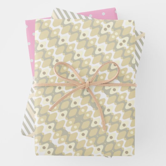 Chic Pastel Mid Century Pattern Inpakpapier Vel (In situ)