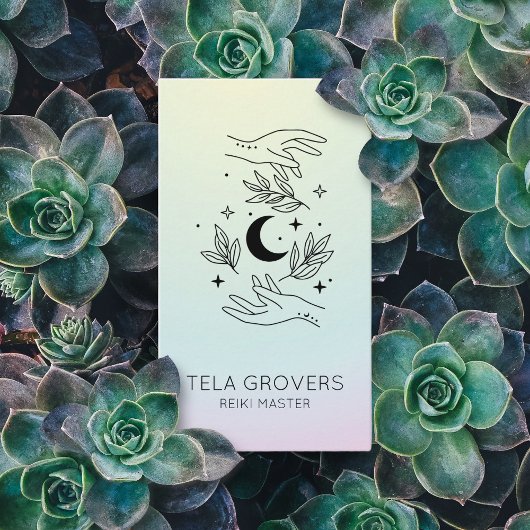 Chic Pastel Ombre Reiki Hands Chakra Healer Visitekaartje