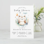 Chic Pastel Owl Baby shower Kaart (Staand voorkant)