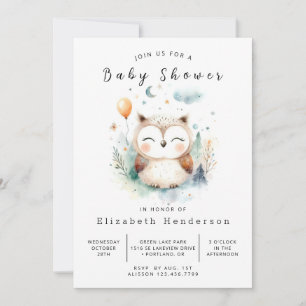 Chic Pastel Owl Baby shower Kaart