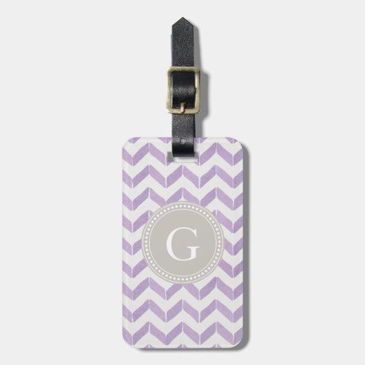 Chic Pastel paars grijs Chevron Aangepast monogram Bagagelabel (Voorkant verticaal)