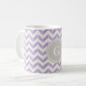 Chic Pastel paars grijs Chevron Aangepast monogram Koffiemok (Voorkant links)