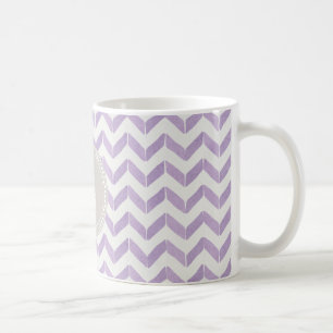 Chic Pastel paars grijs Chevron Aangepast monogram Koffiemok