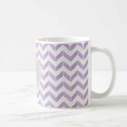 Chic Pastel paars grijs Chevron Aangepast monogram Koffiemok (Rechts)