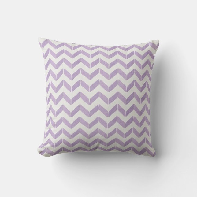 Chic Pastel paars grijs Chevron Aangepast monogram Kussen (Voorkant)