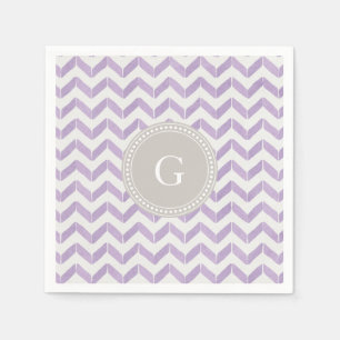Chic Pastel paars grijs Chevron Aangepast monogram Servetten