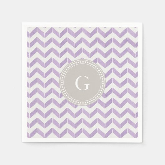 Chic Pastel paars grijs Chevron Aangepast monogram Servetten (Voorkant)