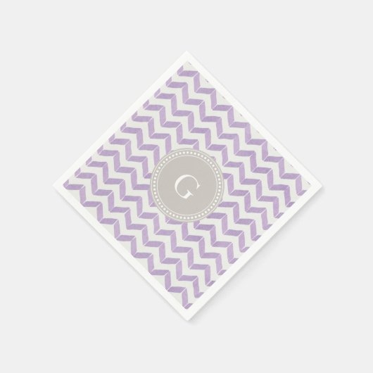 Chic Pastel paars grijs Chevron Aangepast monogram Servetten (Hoek)