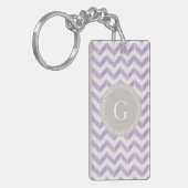 Chic Pastel paars grijs Chevron Aangepast monogram Sleutelhanger (Voorkant Links)