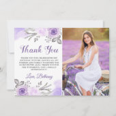 Chic Pastel Paars Roos Garden Birthday Foto Bedankkaart (Voorkant)