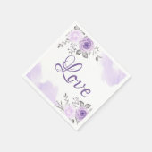 Chic Pastel Paarse Bloemen Liefde Script Trouwen Servetten (Hoek)