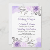 Chic Pastel Paarse Floral Waterverf Wedding Kaart (Voorkant)