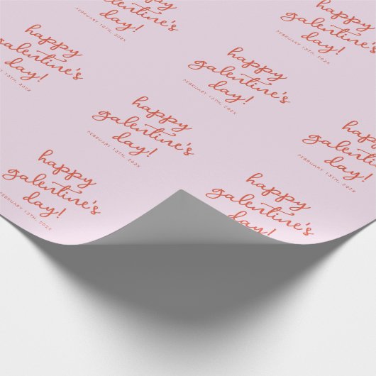 Chic Pastel Paarse Happy Galentines Day Script Cadeaupapier (Hoek)