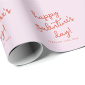 Chic Pastel Paarse Happy Galentines Day Script Cadeaupapier (Rol Hoek)