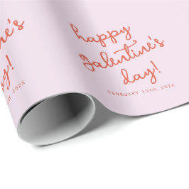 Chic Pastel Paarse Happy Galentines Day Script Cadeaupapier