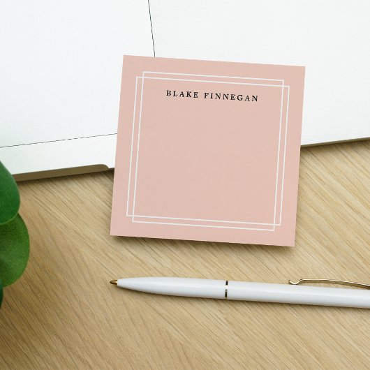 Chic Pastel Peach | Gepersonaliseerde witte grens Post-it® Notes