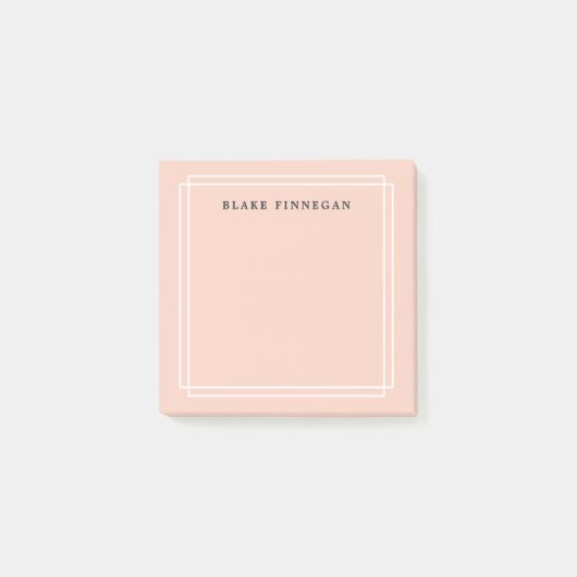 Chic Pastel Peach | Gepersonaliseerde witte grens Post-it® Notes (Voorkant)