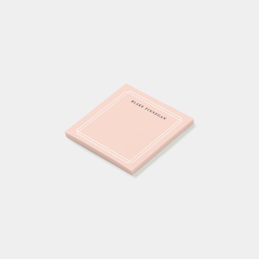 Chic Pastel Peach | Gepersonaliseerde witte grens Post-it® Notes (Schuin)
